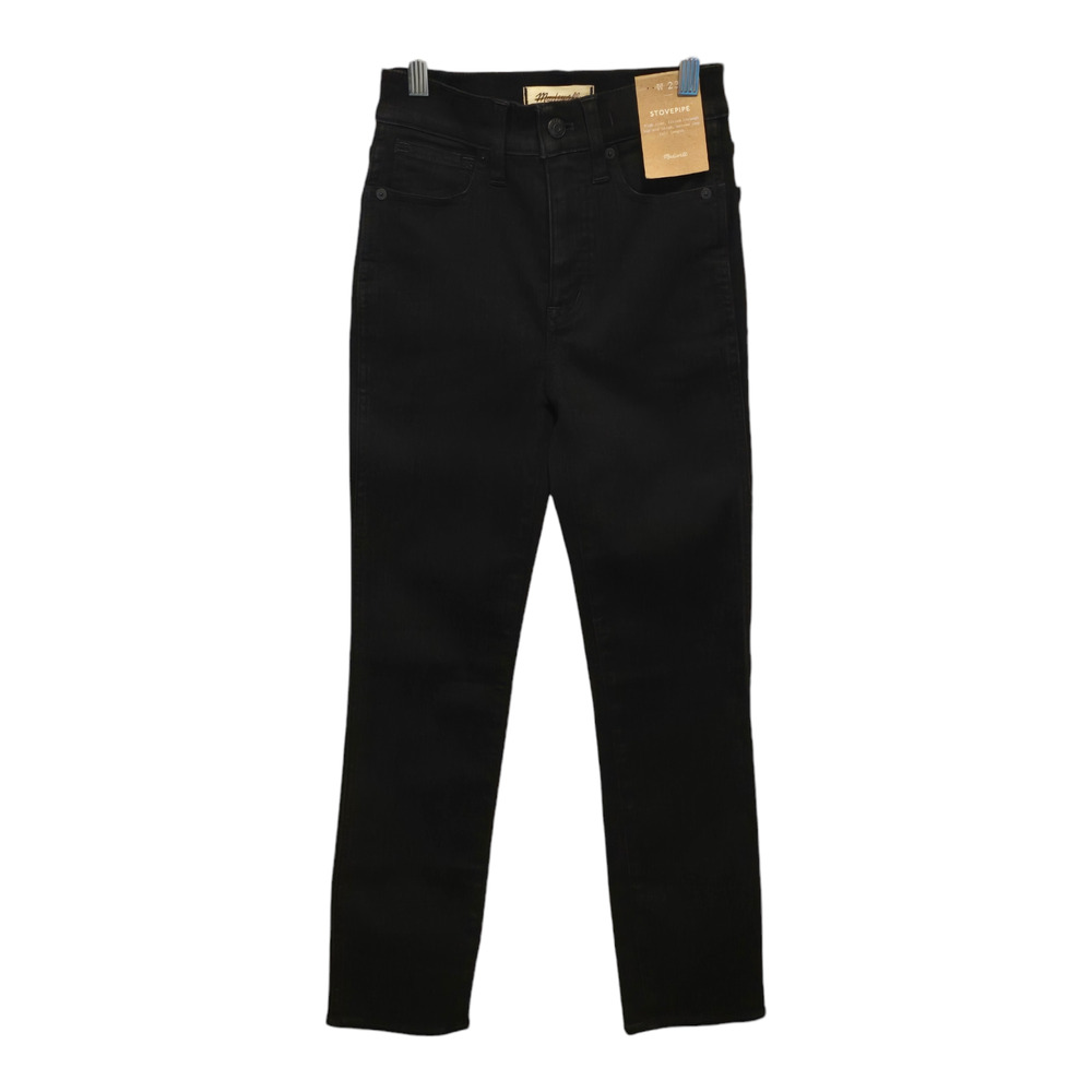 Madewell Jeans Womens 23 Black Stovepipe Slim Leg High Rise Neutral Modern NWT